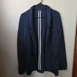 Topshop I Open Front Tweed Blazer Size 8 Navy Blue/Black